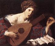 TERBRUGGHEN, Hendrick Woman Playing the Lute dsru Spain oil painting reproduction